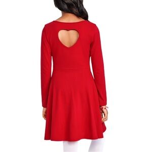 The Children's Place | Heart Cut Out Long Sleeve Knit Skater Dress Red (S 5/6)